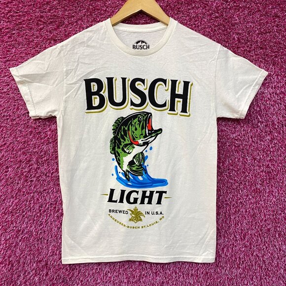 Busch Busch Light Brewed for Fishermen Colorway Beige T-Shirt Small - Picture 1 of 4